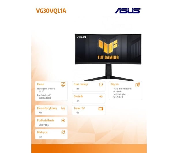 ASUS TUF Gaming VG30VQL1A Curved 200Hz - 1107302 - zdjęcie 7